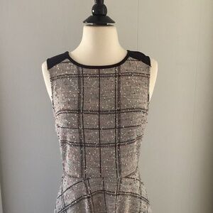 Modcloth Elegant Black and Gray Checkered Midi Dress